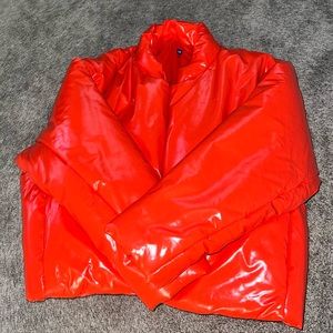 Yeezy Glossy Red Puffer Bomber Jacket